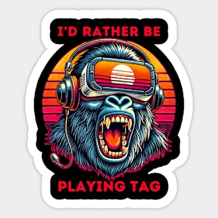 Funny Gorilla VR Playing Tag Boys Adult Gorilla VR Gamer Sticker
